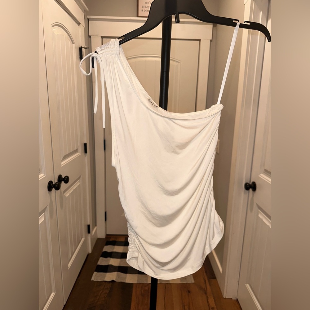 Free People Size Large Elegant White One-Shoulder Top - Picture 2 of 11